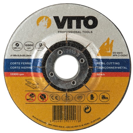 Disque à tronçonner 125 x 3 mm pour meuleuses Alésage 22,5 VITO