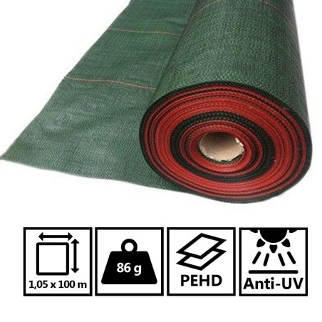 Toile de paillage VERTE 1,05x100m Traitement anti-UV Grammage 86g /m² TECPLAST