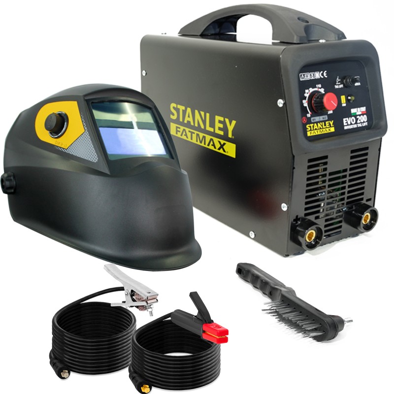 Poste à souder 200 Ampères Soudure MMA/ Tigt Lift 1.6 à 5 mm + Cagoule de soudage Stanley Automatique 9/13 EVO200 STANLEY FATMAX