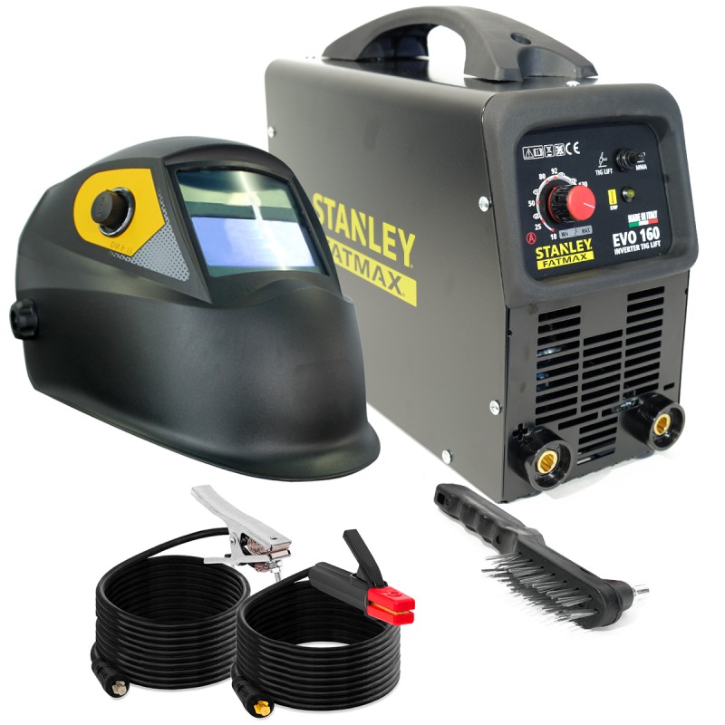 Poste à souder 160 Ampères Soudure MMA / Tig lift 1.6 à 4 mm + Cagoule de Soudure Automatique 9/13 STANLEY FATMAX