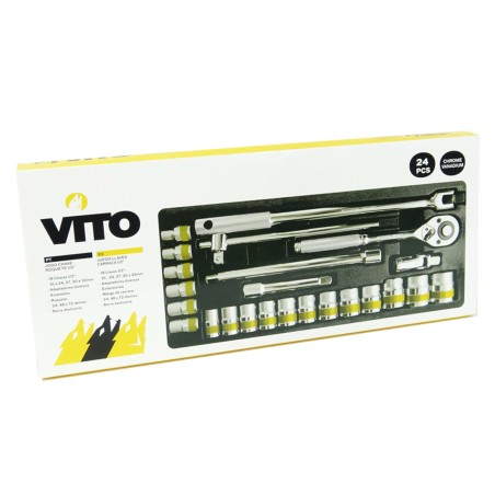 Coffret à douilles 24 pièces 1/2" Chrome vanadium VITO