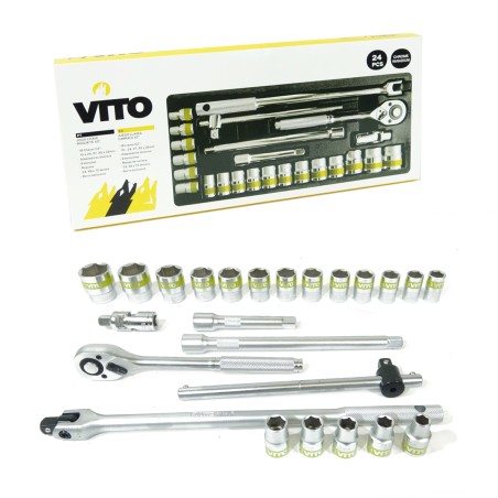 Coffret à douilles 24 pièces 1/2" Chrome vanadium VITO