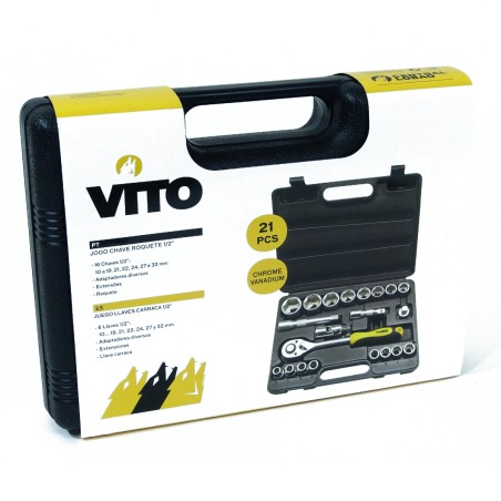 Coffret à douilles 21 pièces 1/2 " Chrome vanadium VITO