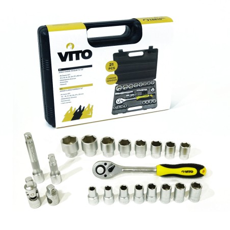 Coffret à douilles 21 pièces 1/2 " Chrome vanadium VITO