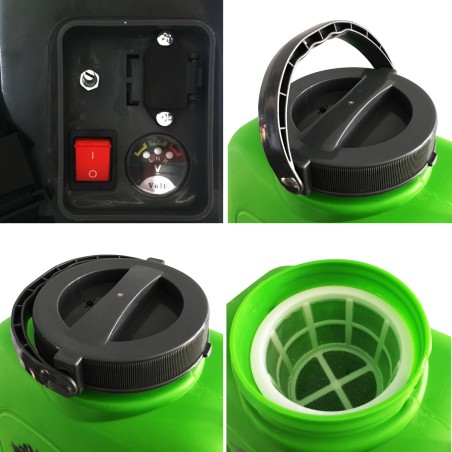 Pulvérisateur Electrique à Batterie 16L Batterie lithium 12V 8 Ah Chargeur + 3 buses + Manomètre IRIS GARDEN