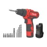 Visseuse sans fil 12V Batterie Lithium 1.5Ah LED + Coffret 6 embouts de vissage + 6 forets + Adaptateur VITO