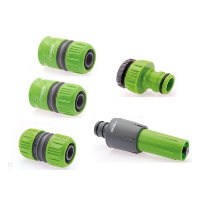 Arrosage 5 pièces diam 25-1"  lance multi jet + nez de robinet + 2 raccords rapides + embout raccord VITO