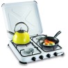 Réchaud gaz portable 4 feux 4650W Blanc laqué Couvercle KEMPER