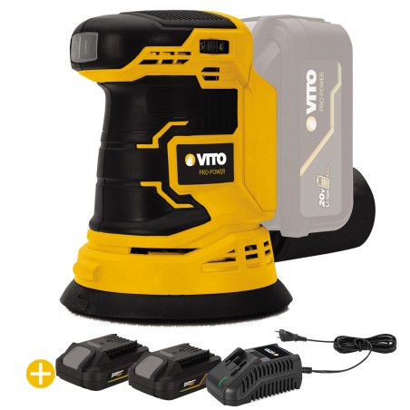 Ponceuse Excentrique Orbitale 20V 125mm + 2 Batterie lithium 2AH + Chargeur VITO