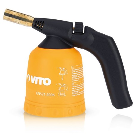 Lampe a souder à gaz ABS Allumage piezo + 4 Cartouches de gaz 190gr Perçables VITO