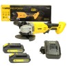 Meuleuse d'angle Sans fil 20V Disque 115mm + 2 Batteries 2.0 Ah + Chargeur rapide VITO