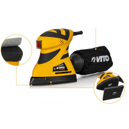 Ponceuse 2en1 KITPro Multibases Triangle et Carrée Collecteur Poussières + Abrasifs VITO
