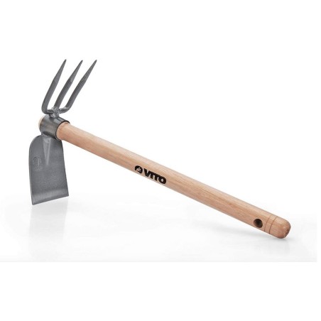 Kit 9 outils de jardin Manche bois Hêtre Inox et Fer forgés à la main  VITO