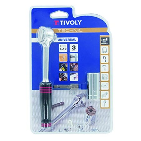 Douille Universelle 7 à 19 mm+ 1 Clé à Cliquet 3/8 TIVOLY