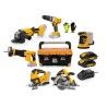 PACK 6 Outils sans fil 20V + 2 Batteries 2AH Lithium + Chargeur rapide + Caisse à outils + Gants VITO