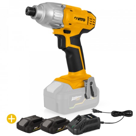 Visseuse à percussion sans fil 20V + 2 Batteries 2AH Lithium + 32 Embouts + Chargeur Rapide VITO