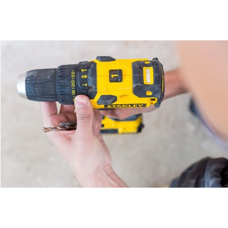 Perceuse Brushless 18V 2 Batteries Lithium ion 2.0 Ah Chargeur rapide + Coffret STANLEY FATMAX