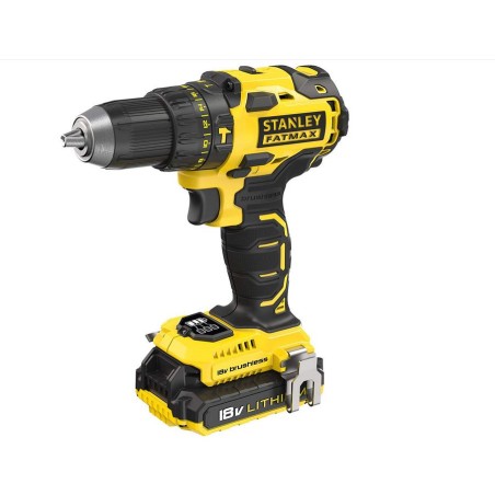 Perceuse Brushless 18V 2 Batteries Lithium ion 2.0 Ah Chargeur rapide + Coffret STANLEY FATMAX