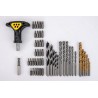 Perceuse à percussion 1050W  + Coffret 50 pièces Forets et embouts  + Boite à outils 18" VITO