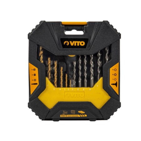 Perceuse à percussion 1050W  + Coffret 50 pièces Forets et embouts  + Boite à outils 18" VITO