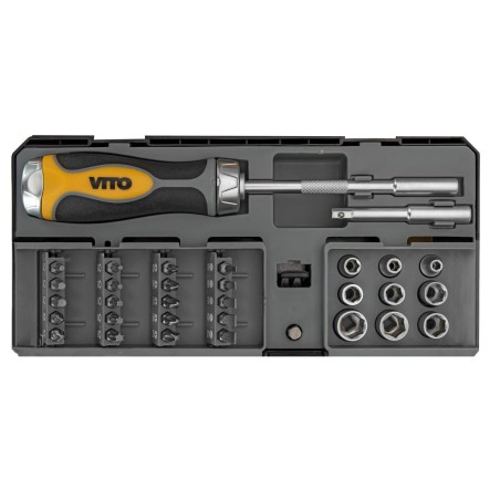Coffret 30 Outils Magnétiques Tournevis Porte embouts + 20 Embouts de Vissage + 9 Douilles VITO
