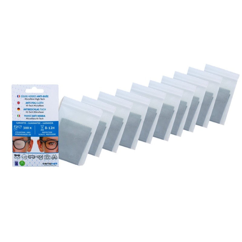 Essuie-verres anti buée 15 X 18 cm Efficace 12h et 300 Utilisations x 10 Varionet