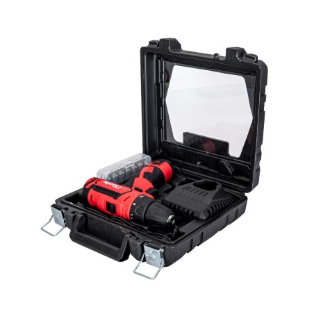 Visseuse sans fil 12V Batterie Lithium 1.5Ah LED + Coffret 6 embouts de vissage + 6 forets + Adaptateur VITO