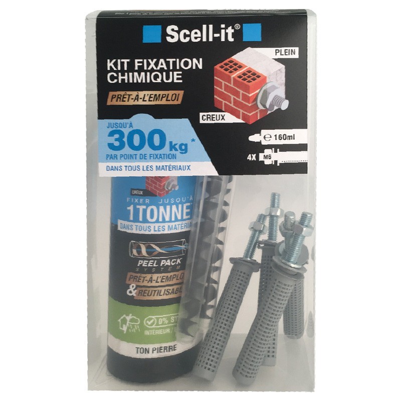 Kit de Scellement chimique Tiges INOX M6 Garanties à vie Jusqu'à 300Kg résistance SCELL-IT