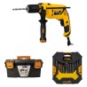 Perceuse à percussion 600W + Coffret à outils 50 pièces + Boîte à outils VITO