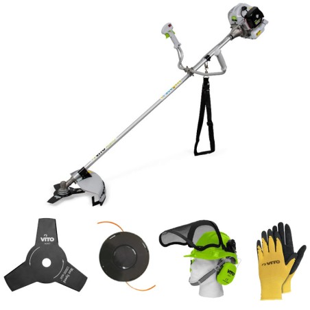 Débroussailleuse thermique 43Cm3 + Casque de sécurité anti-bruit + Gants de protection VITO