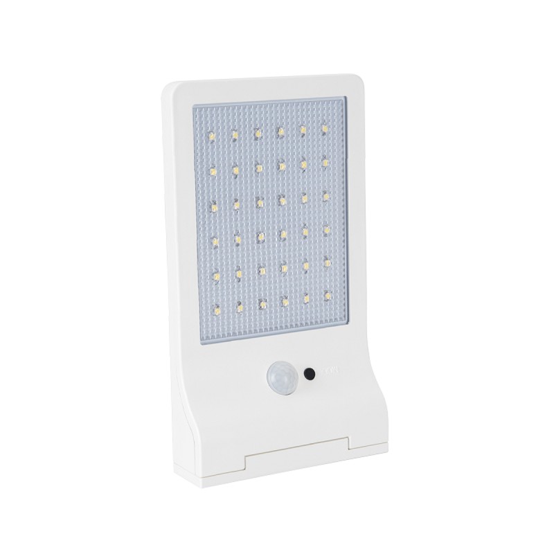 Lampe LED Solaire 3W 370 Lumens LI ION 6000K Applique Blanc exterieure avec detecteur de mouvement ASLO