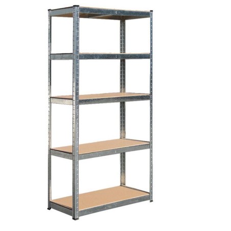 Etagère 5 tablettes L90xP40xH180 cm Charges 150Kg Structure Acier verni Plateaux bois BRIXO