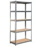 Etagère 5 tablettes L90xP40xH180 cm Charges 150Kg Structure Acier verni Plateaux bois BRIXO