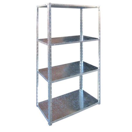 Etagère 4 tablettes L75xP30xH150 cm Acier zingué Résistance 40kg BRIXO