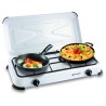 Réchaud gaz portable 2 feux 2600W Blanc laqué Couvercle Plaque de cuisson KEMPER
