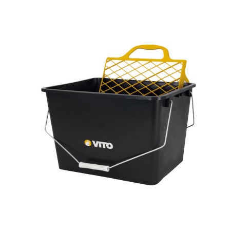 KIT 7 OUTILS Peinture VITO Seau 16L Film masquage Bâche de protection 2 rouleaux Rouleau finition Manche téléscopique