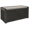 Coffre de jardin en résine 560 Litres Gris Anthracite Cousin inclus Effet rotin L147xP72xH65 cm TOOMAX