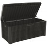 Coffre de jardin en résine 560 Litres Gris Anthracite Cousin inclus Effet rotin L147xP72xH65 cm TOOMAX