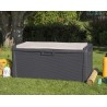 Coffre de jardin en résine 560 Litres Gris Anthracite Cousin inclus Effet rotin L147xP72xH65 cm TOOMAX