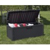 Coffre de jardin en résine 560 Litres Gris Anthracite Cousin inclus Effet rotin L147xP72xH65 cm TOOMAX