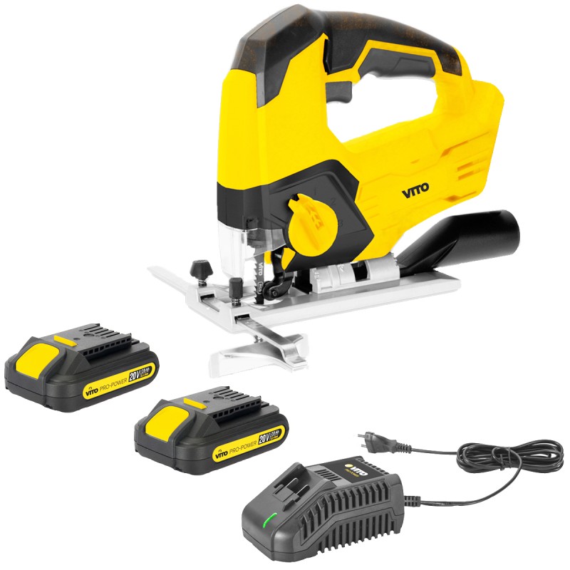 Scie sauteuse sans fil 20V + 2 Batteries Lithium 4.0 Ah + Chargeur rapide VITO