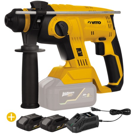 Marteau Perforateur SDS PLUS 20V + 2 Batteries Lithium 4AH + Chargeur rapide VITO