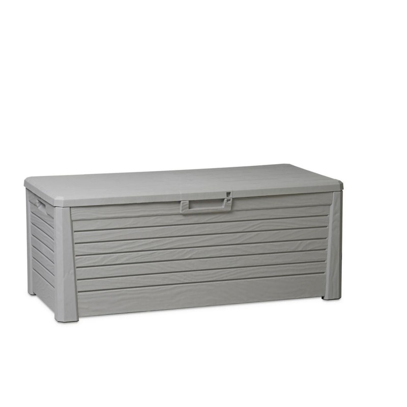 Coffre de Jardin Résine 550 Litres GRIS Effet bois FLORIDA 147 x 72 x 60 cm Haute résistance UV TOOMAX