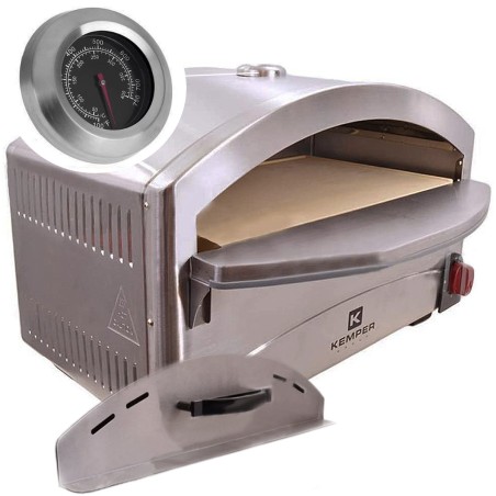 Four à pizza à gaz 4800W Cuisson pierre réfractaire 250 à 400°C Spatule Incluse KEMPER