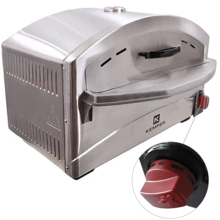 Four à pizza à gaz 4800W Cuisson pierre réfractaire 250 à 400°C Spatule Incluse KEMPER