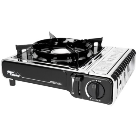 Réchaud à gaz INOX 2200W MONT BLANC + 4 Cartouches de gaz Camping ALPEN