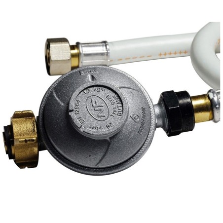 Kit détendeur gaz 28 mbar Butane + Tuyau gaz flexible 1m Poêle à gaz Chauffage gaz Barbecue gaz