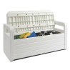 Coffre de Jardin en résine 270 Litres BLANC Effet bois 132 x 58 x H89 cm Protection Anti UV TOOMAX