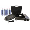 Barbecue gaz Grill 2en1 Réchaud gaz piezo 2200W + Grille + 4 cartouches gaz 250g Butane Camping ALPEN
