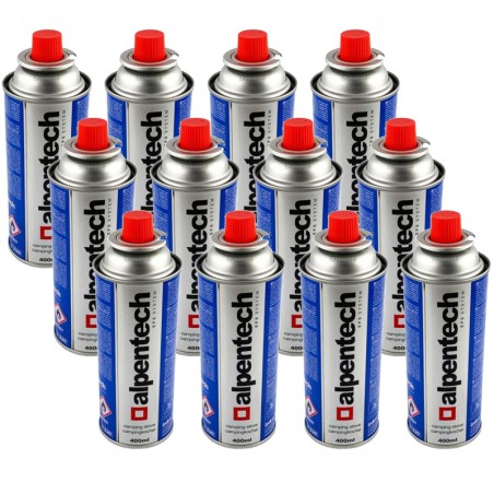 Réchaud à gaz INOX 2200W MONT BLANC + 12 Cartouches de gaz Camping ALPEN